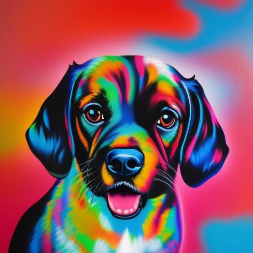 Cute Dog in Graffiti Splash Art Style