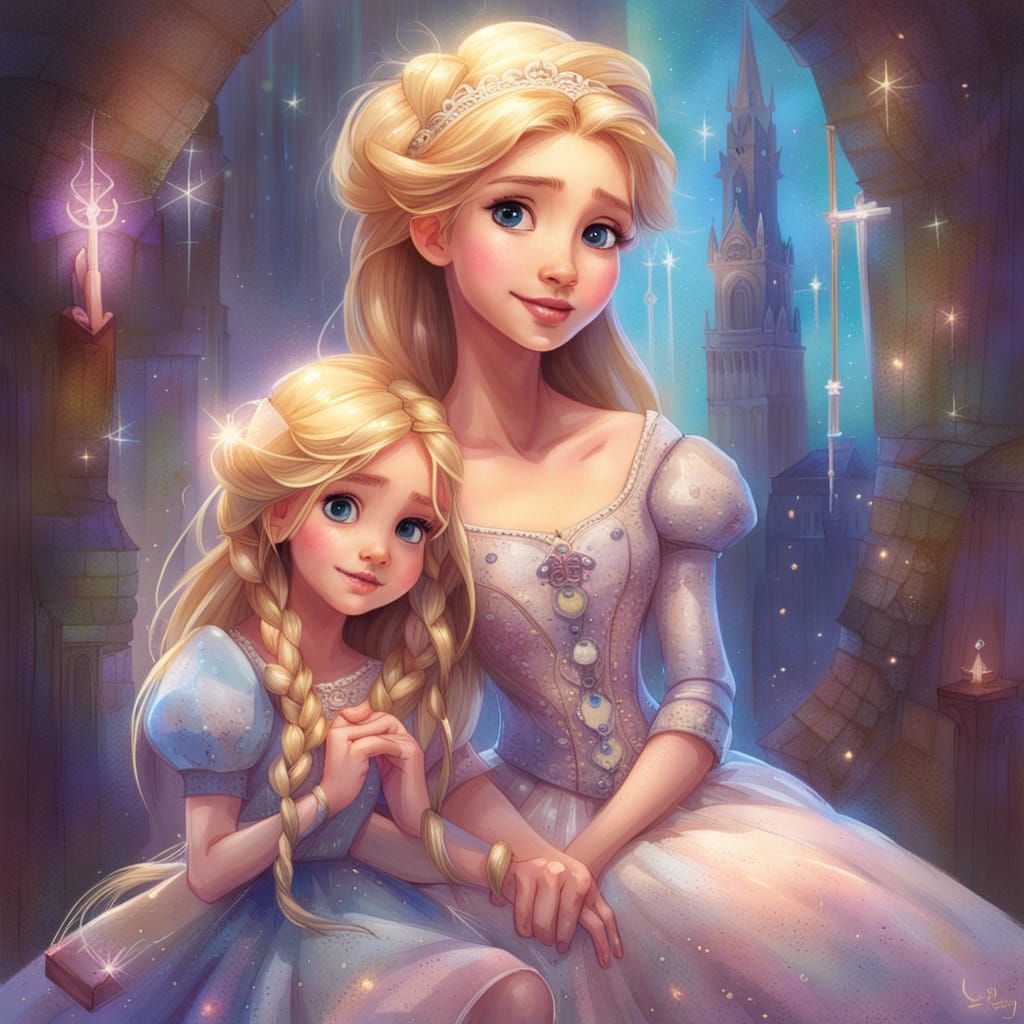 Adorable Rapunzel and Cinderella Portrait