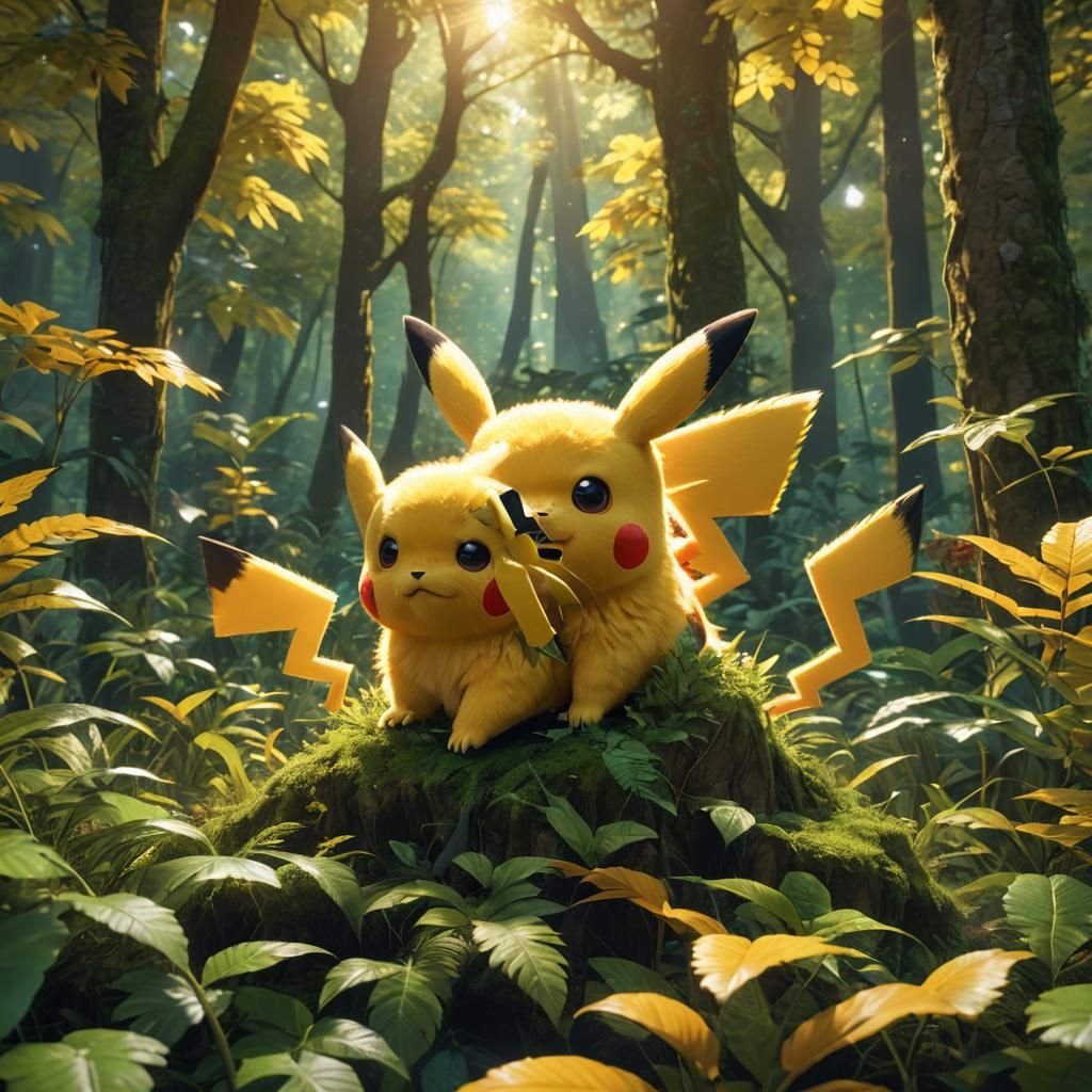 Pikachu's Electric Glow: Hyper-Realistic 3D Anime Art