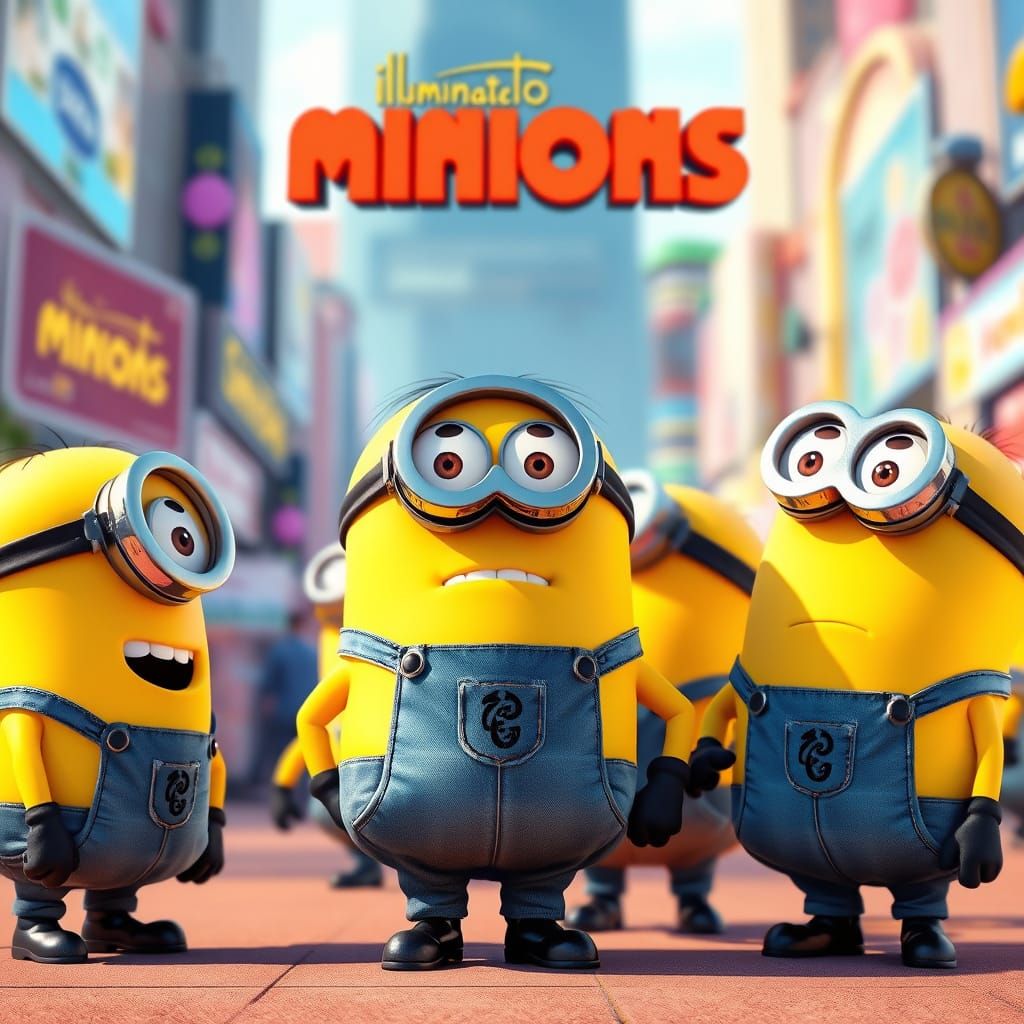 Vibrant Minions in Cityscape