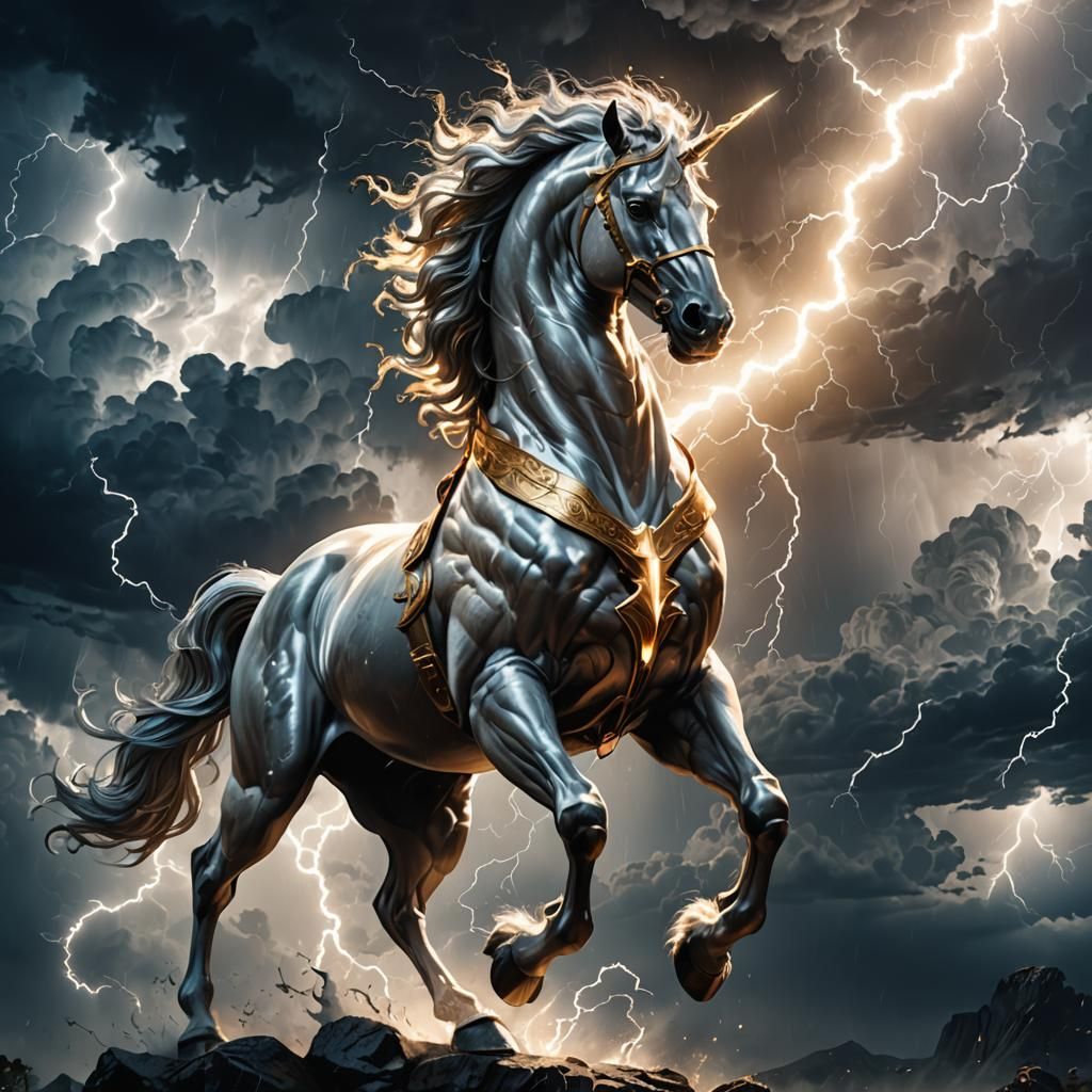 Majestic Centaur Wields Silver Thunder in Fantasy Art