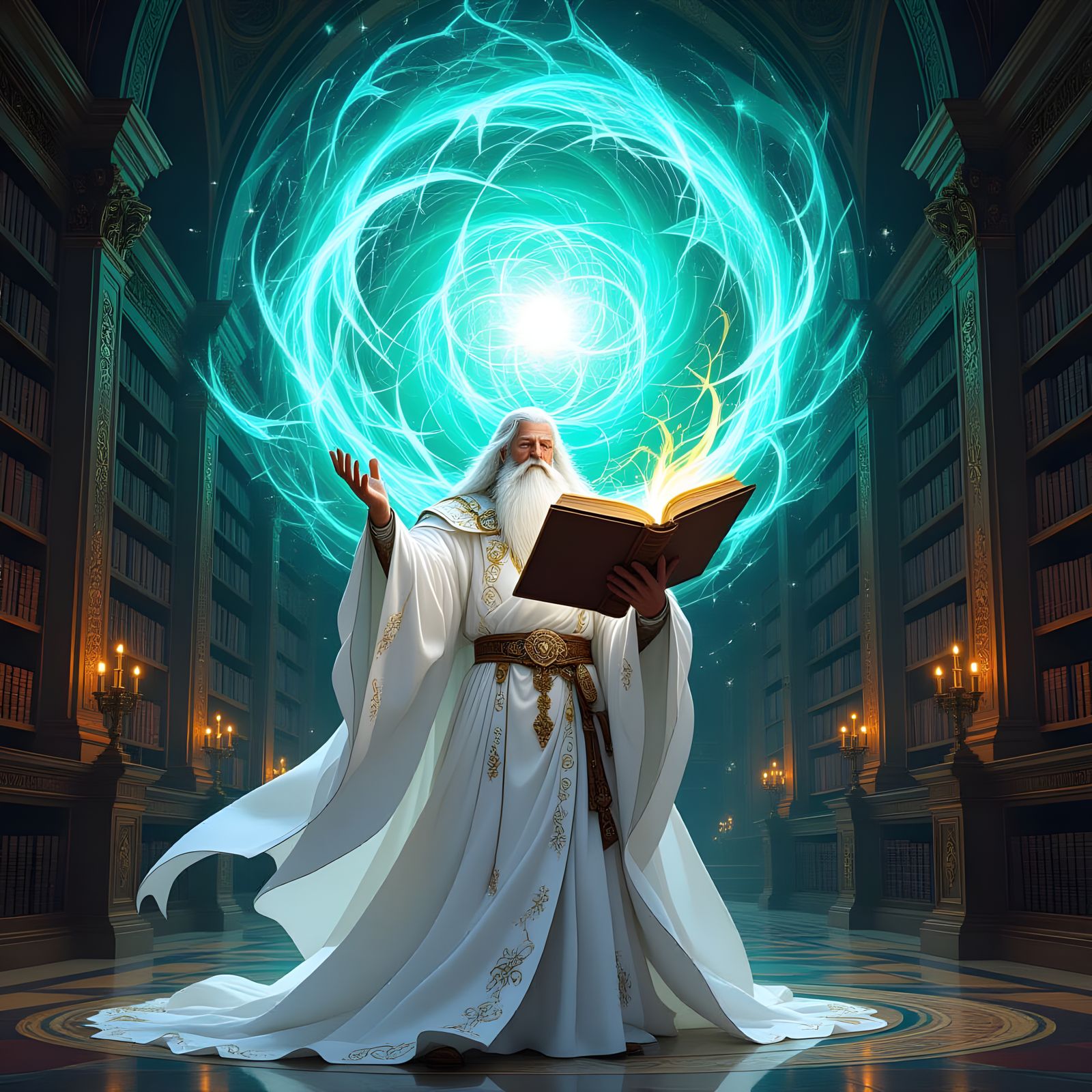 Wizard Invocation in Abstract Art Style