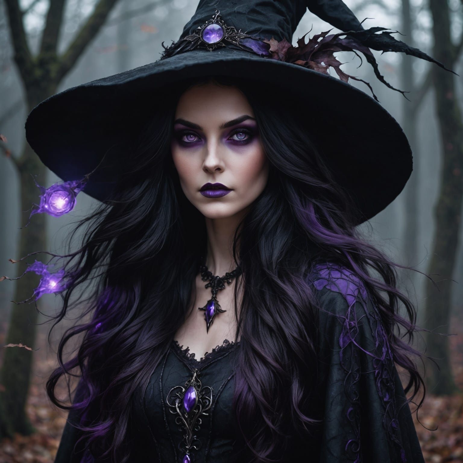 Beautiful Witch with Purple Eyes Portrait