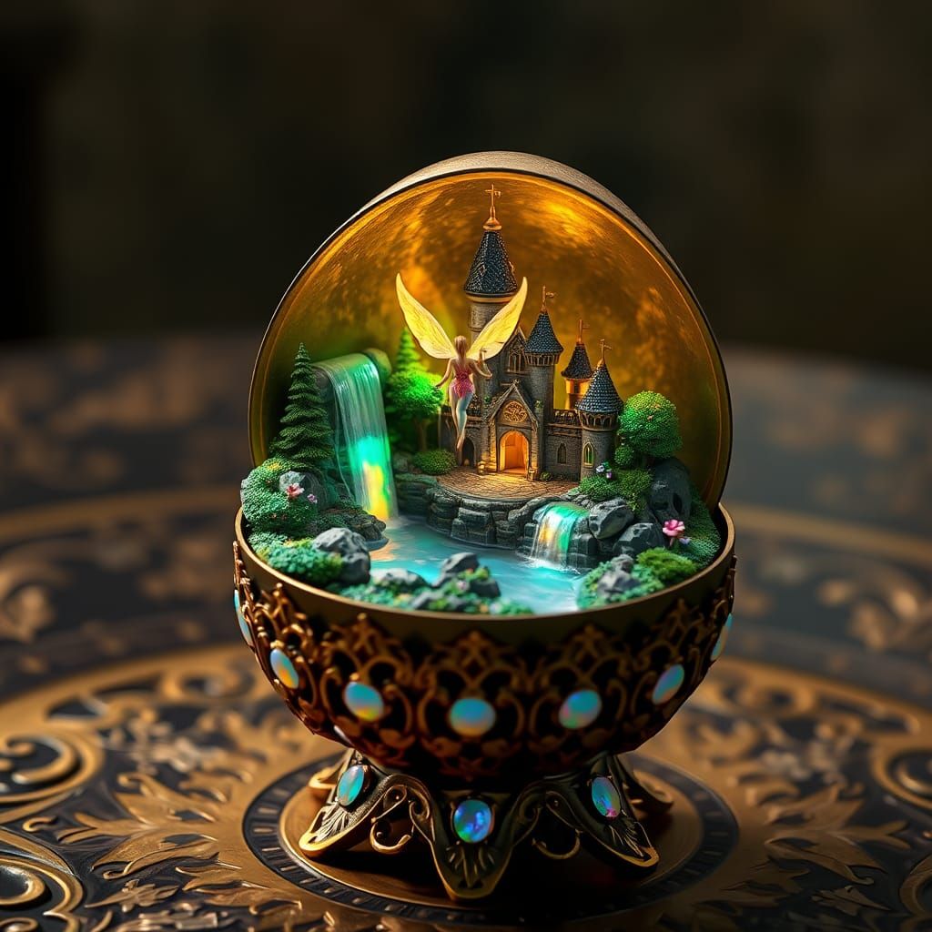 Opalescent Bronze Egg Reveals Fairy Tale World