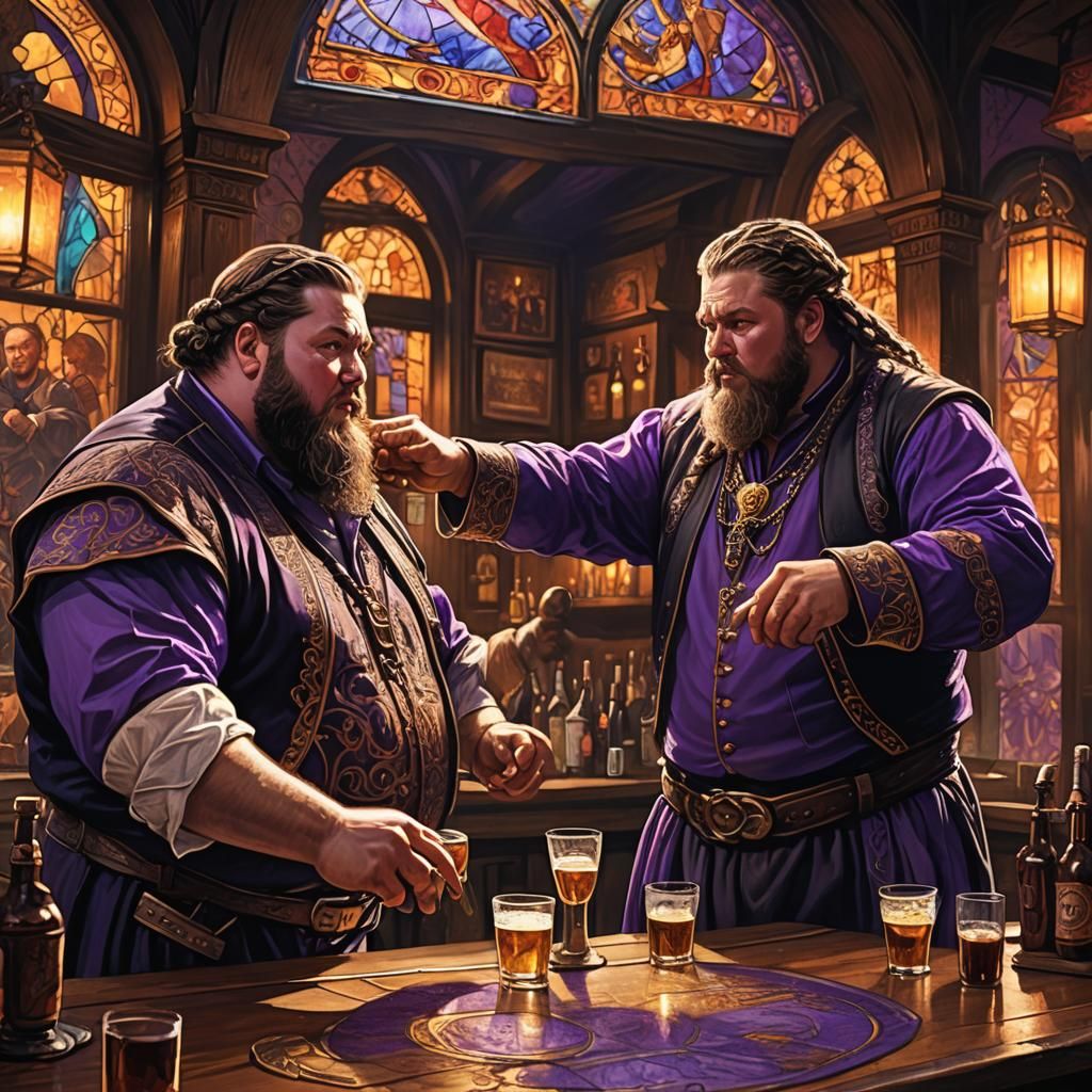Ornate Medieval Bar Brawl in Fantastical Concept Art
