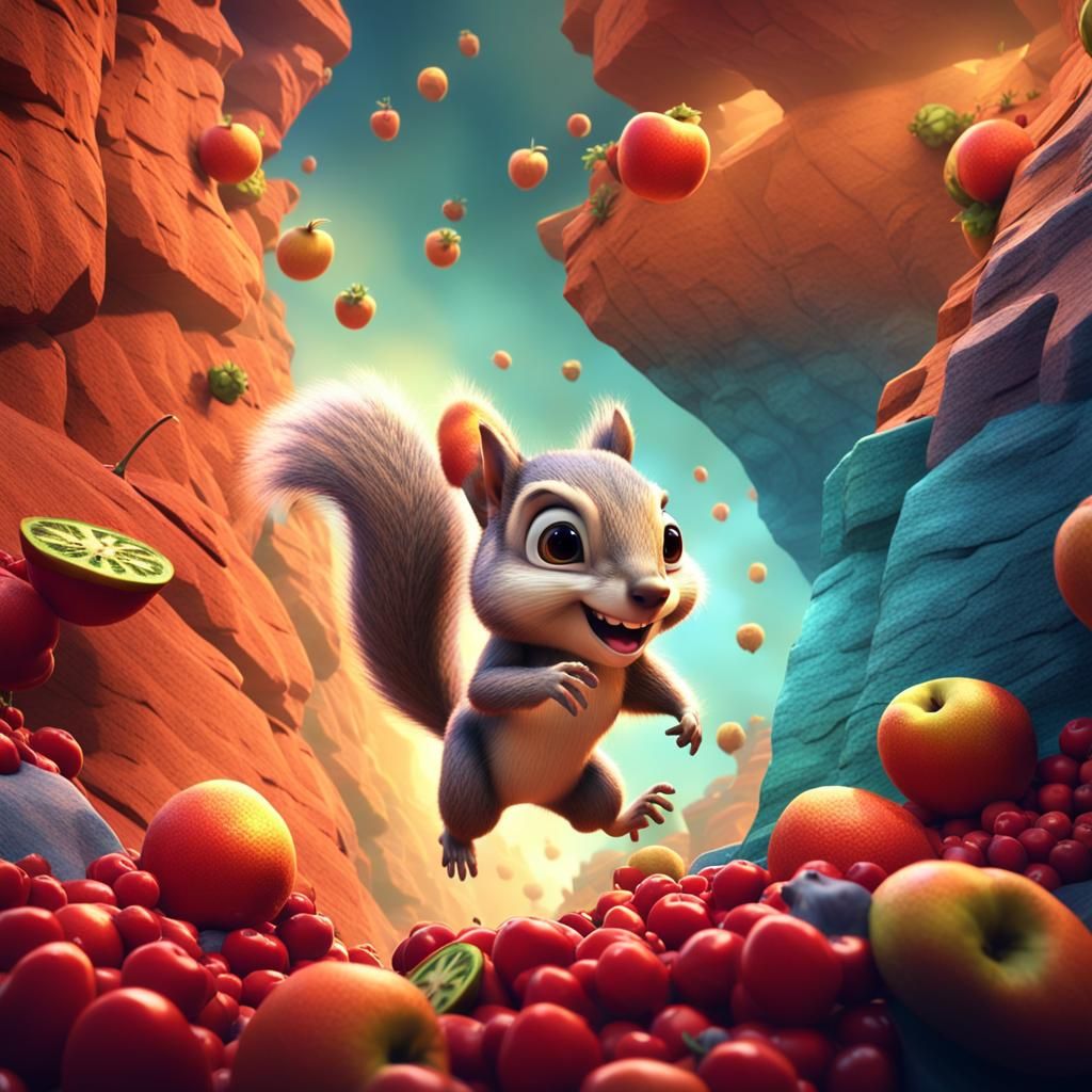Squirrel's Canyon Leap: A Pixar-Style 3D Adventure