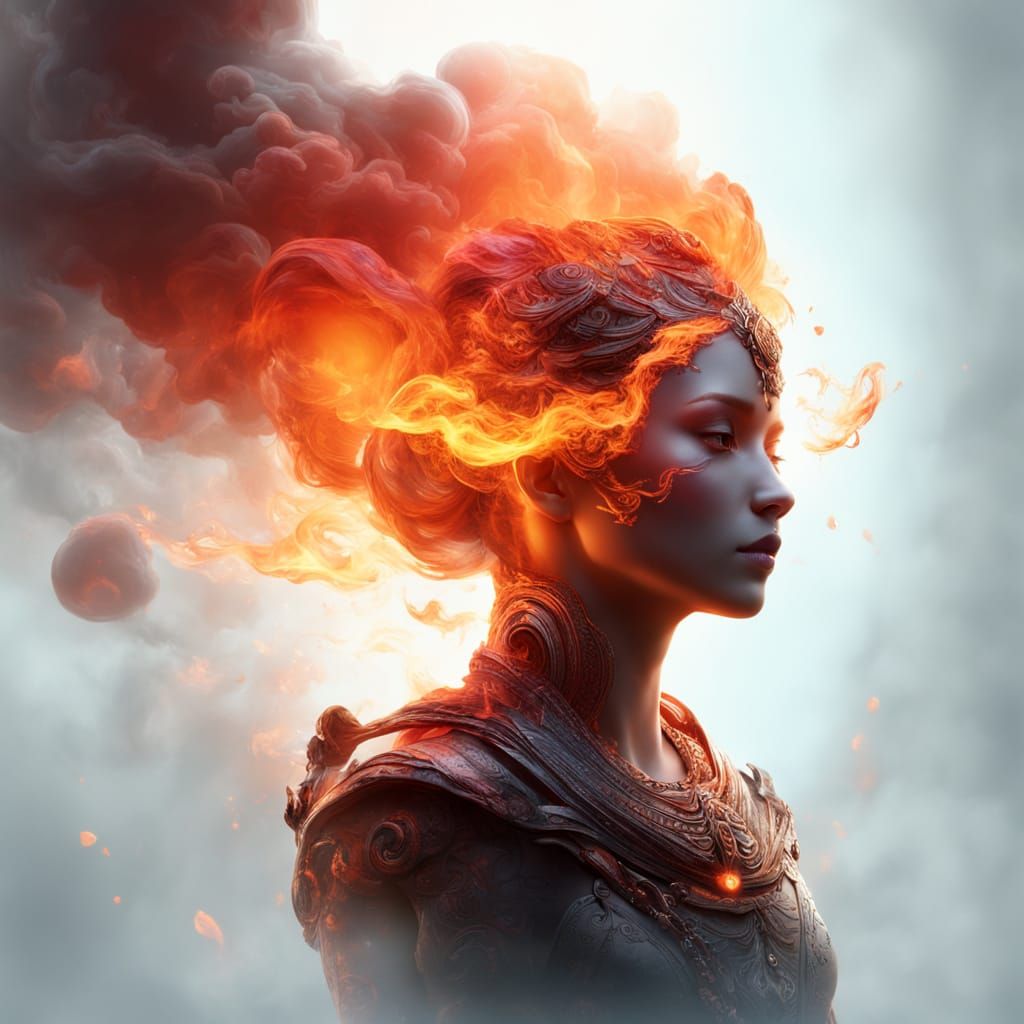 Ethereal Woman Emerges From Glowing Gemstones