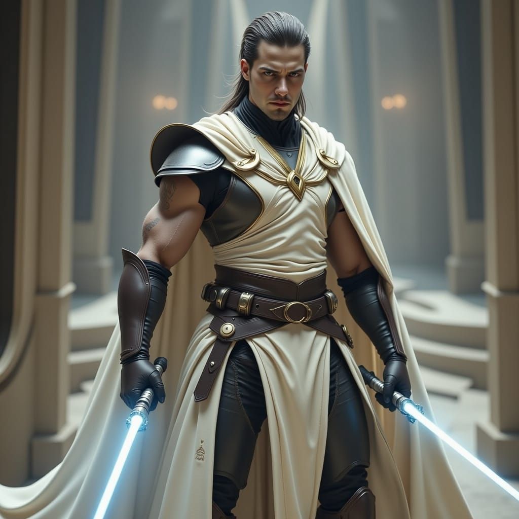 Mysterious Dark Jedi Warrior in Intense Hyperrealistic Portr...