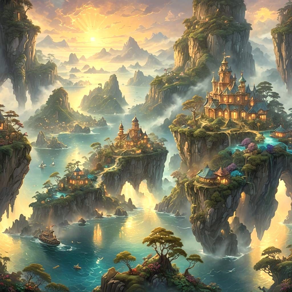 Ethereal Ocean of Fantasy Islands