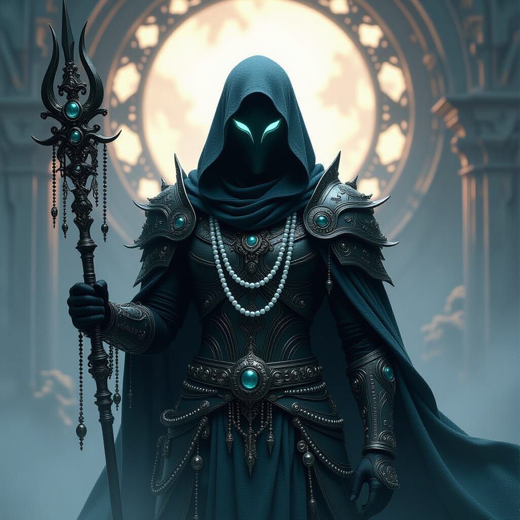 Mystical Armored Figure in Dark Fantasy Style