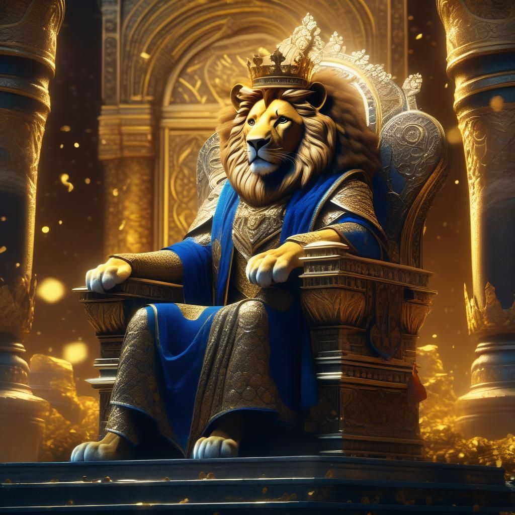 Lion King on Golden Throne: Fantasy Concept Art