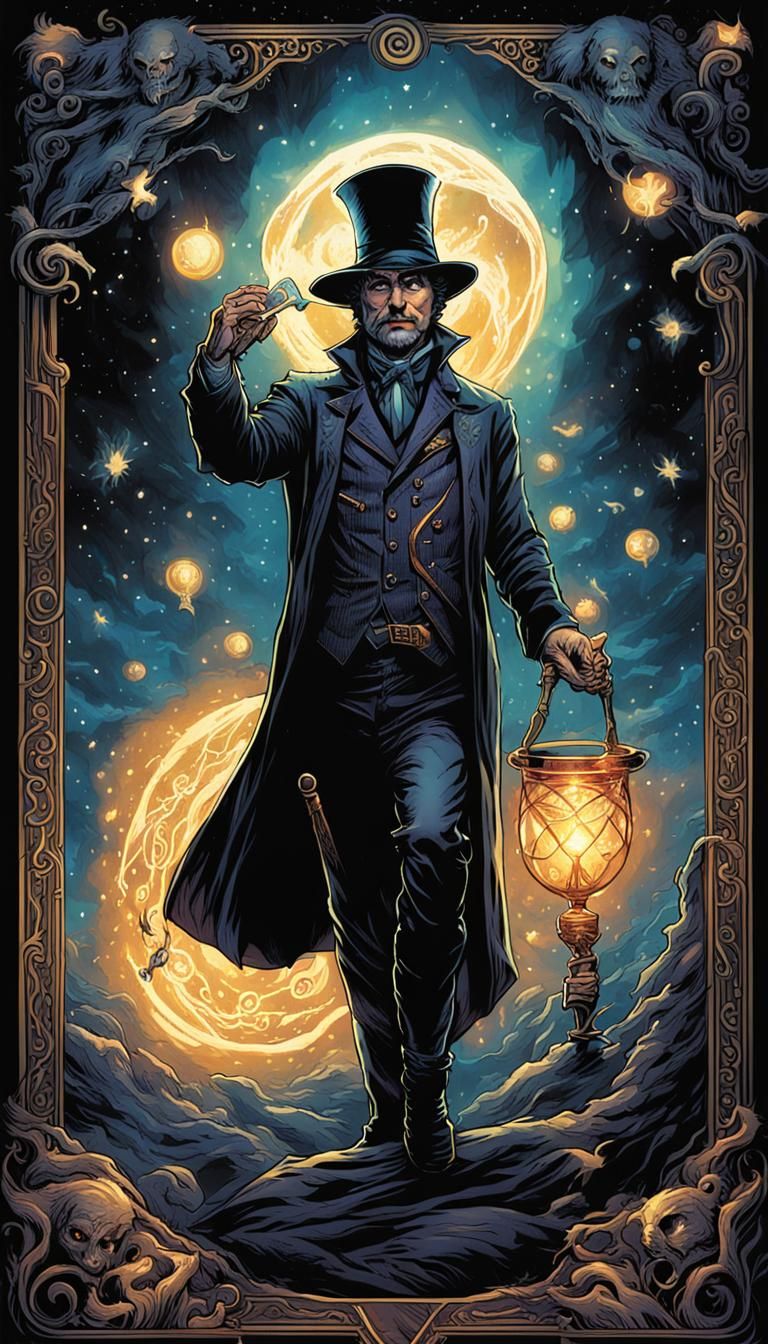 The Magician Tarot Card in Comic Book Style