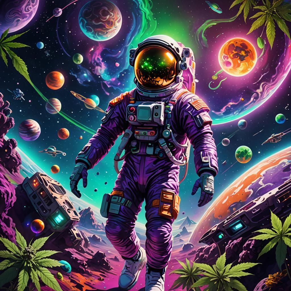 Psychedelic Astronaut on Alien Planet in Digital Art