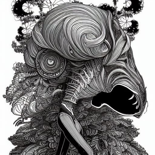 Anthropomorphic Manga Coloring Page in Digital Illustration ...