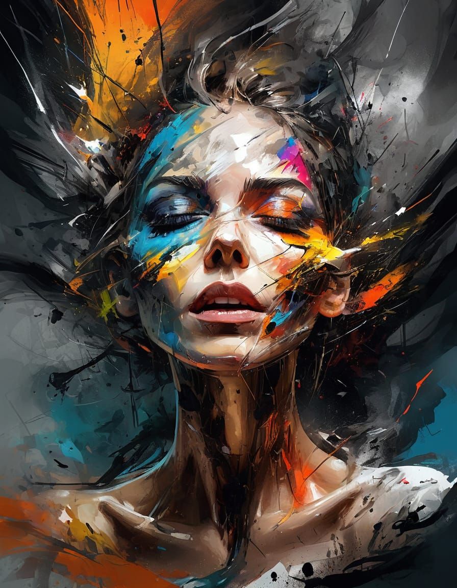 Chaotic Mind Portrait in Surreal Style