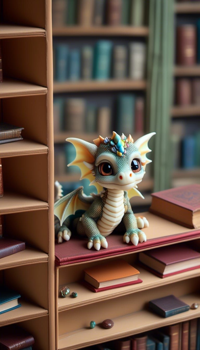 Book Dragon Hatchling in Library