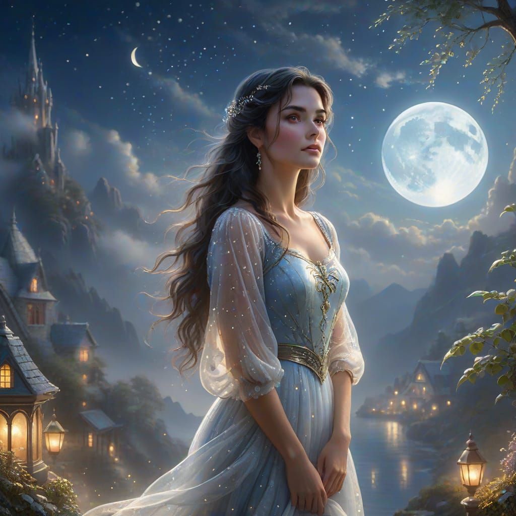 Ethereal Moonlit Fantasy in Kinkade Style