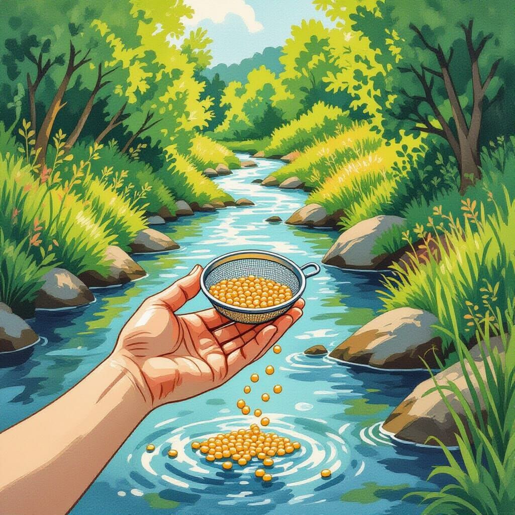 Nurdles in River: Beatrix Potter meets Miyazaki