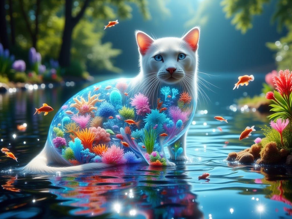 Ethereal Summer Cat in a Tranquil Park