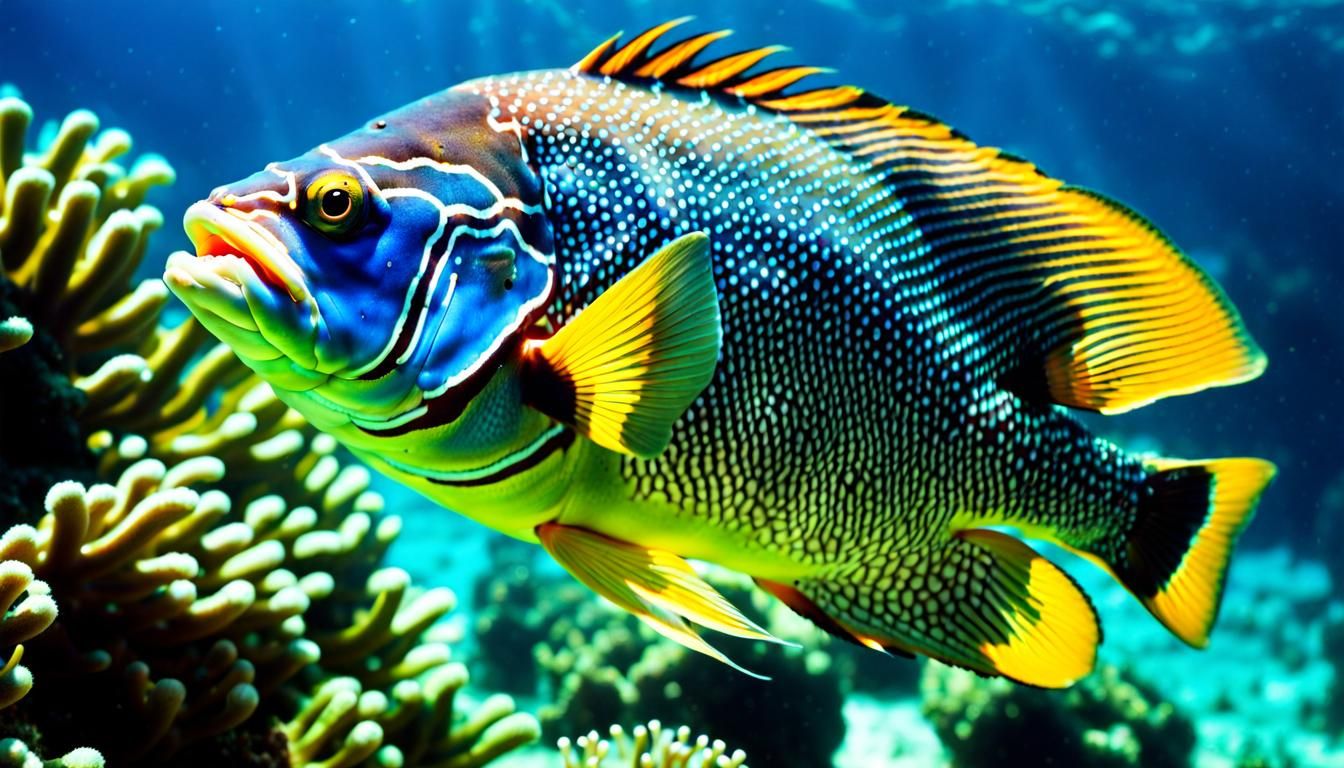 Grouper Fish in Clear Mediterranean Waters