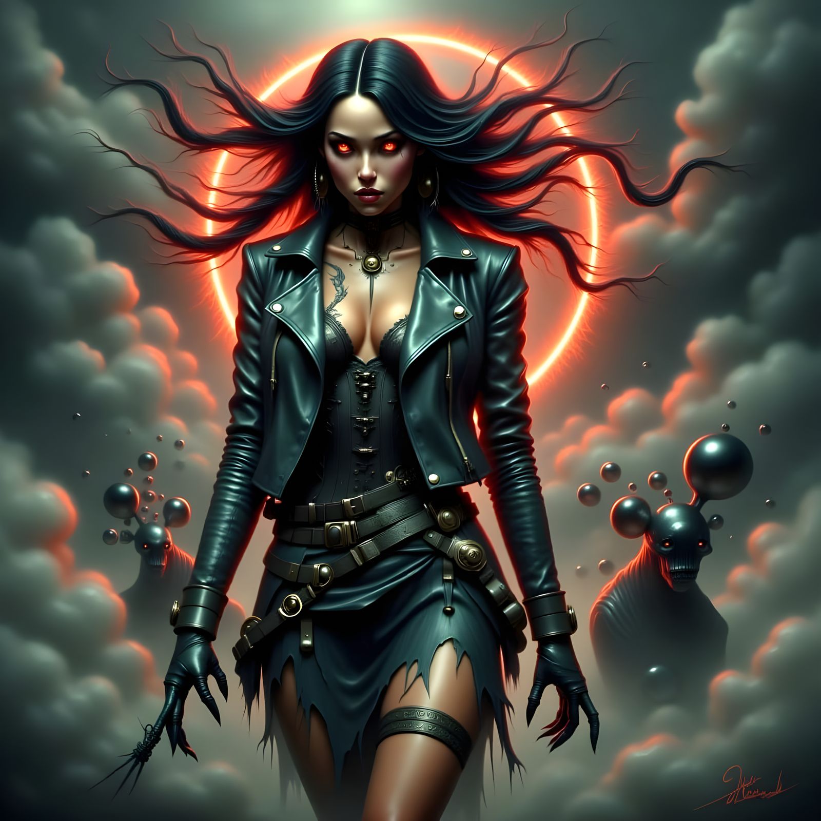 Darkly Romantic Lady Starstruck in a Haunting Flux Paint Sty...