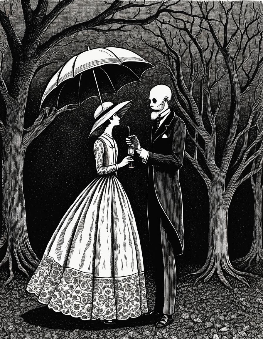 Southern Belle in Edward Gorey Style