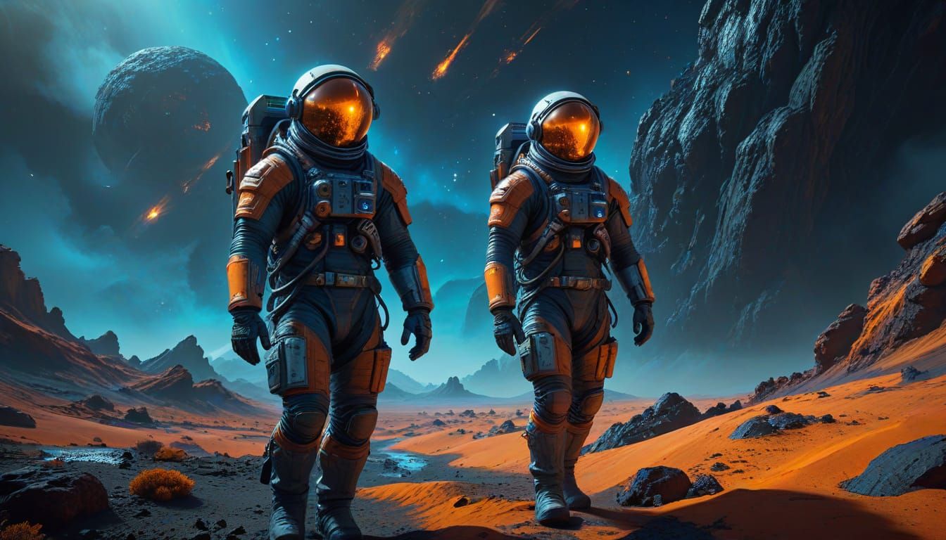 Astronaut on a Deserted Planet: Cinematic Digital Art