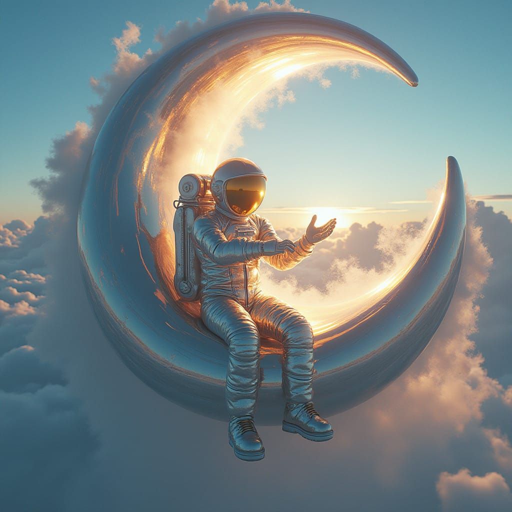 Ethereal Astronaut Creates Luminous Dance in Weightless Ball...