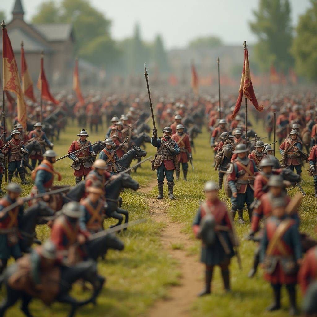 Surreal Military Miniature in Tilt-Shift Perspective