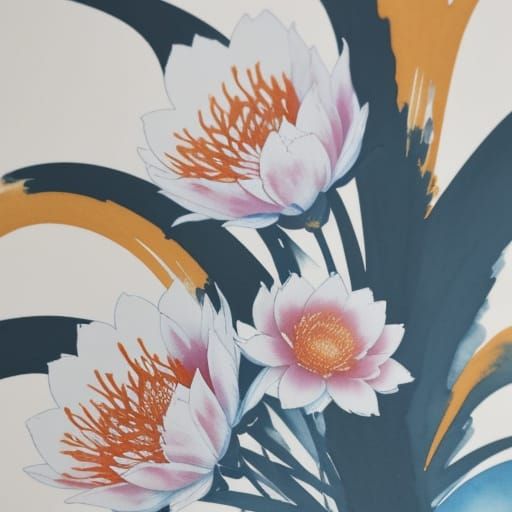 Dreamy Ink Fairy in Japanese Sumi-e Style