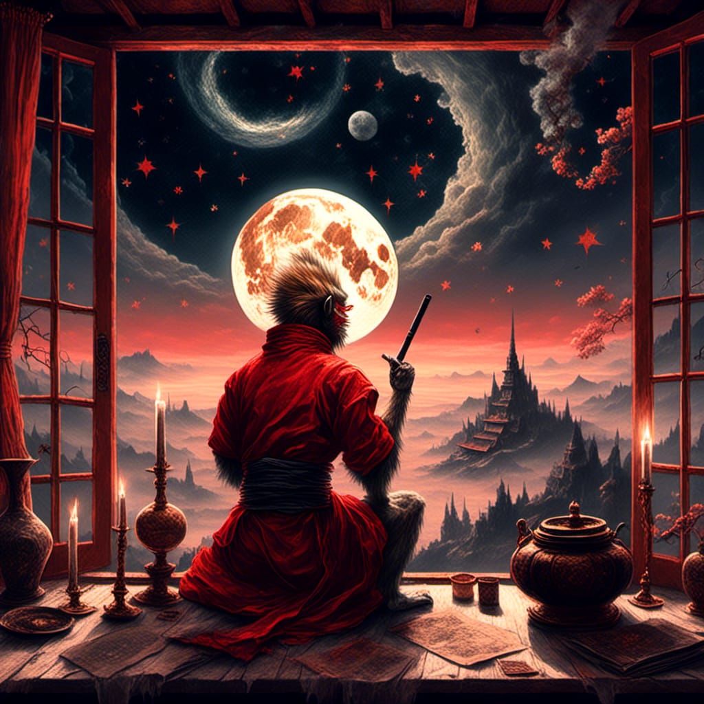 Sun Wukong in Feudal Japan Style Room