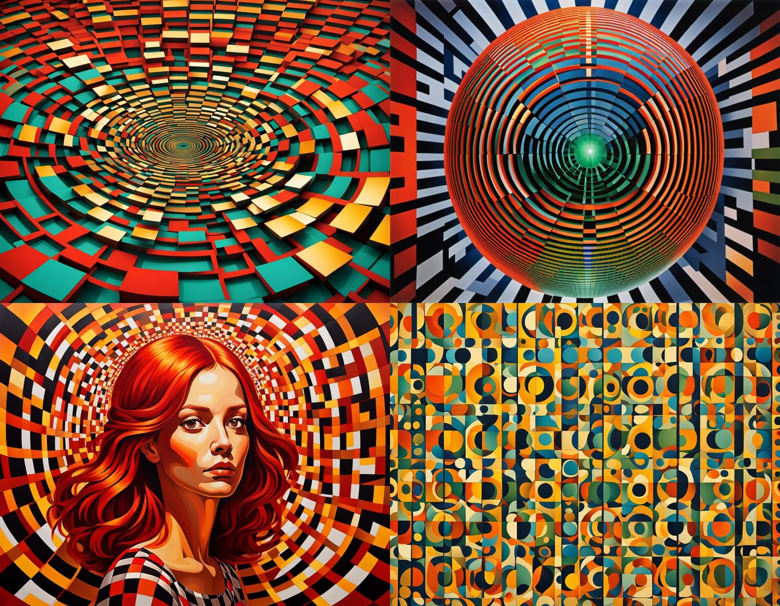 Op Art Squares Induce Optical Illusion