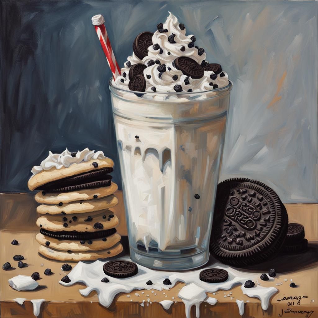 Cookies and Cream Milkshake, Oil Painting by Gurney