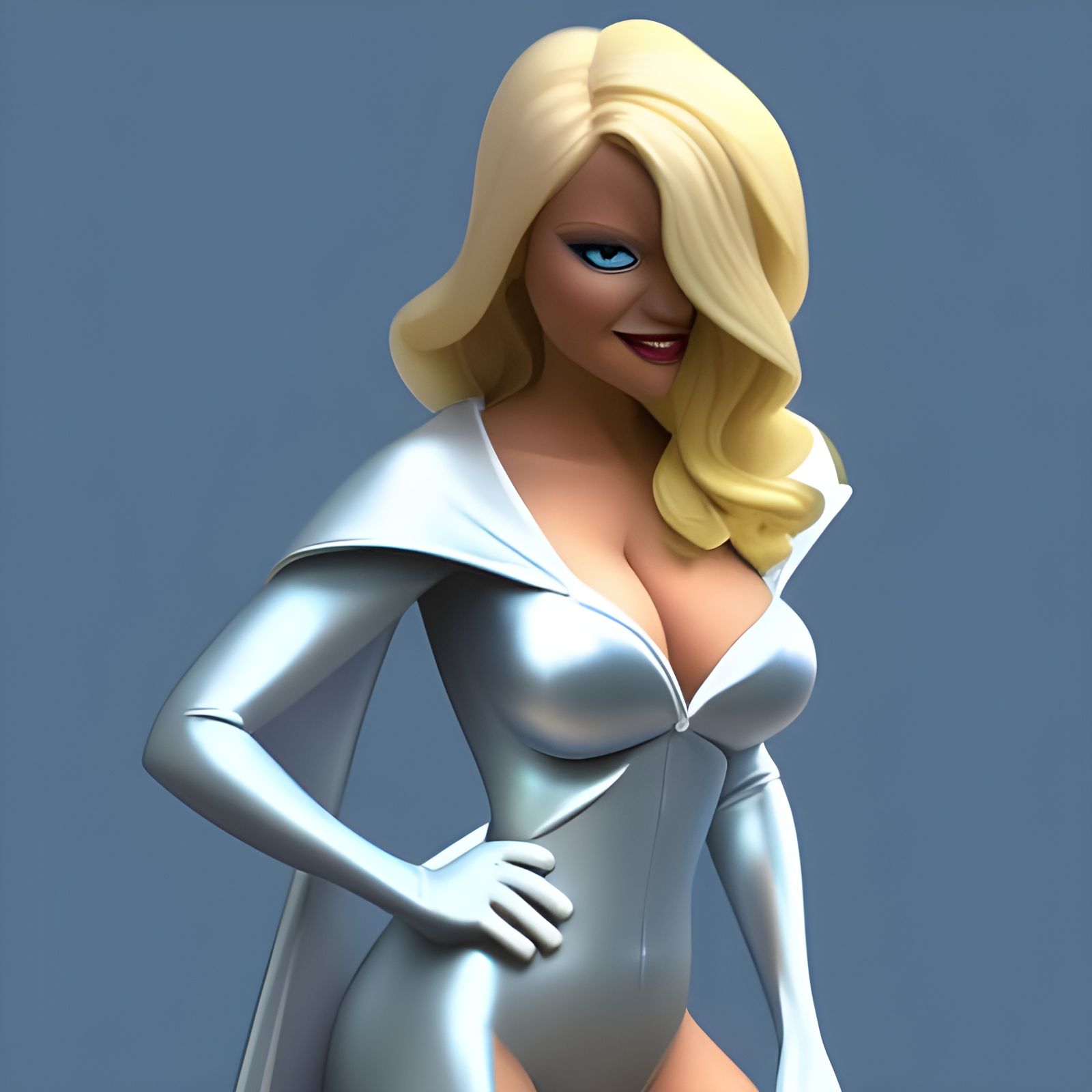 Emma Frost with Cape in 3D Digital Art Style