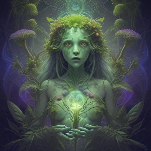 Cosmic Plant Life Dreamscape Illustration