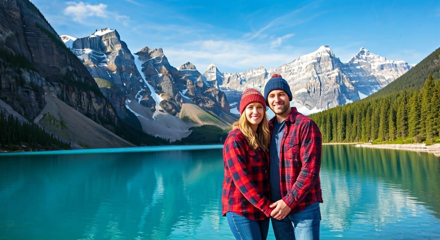 Canadian Couple Amidst Majestic Rocky Mountains