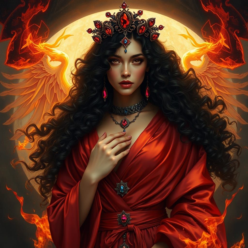 Elegant Mystical Woman Exudes Sensuality and Power