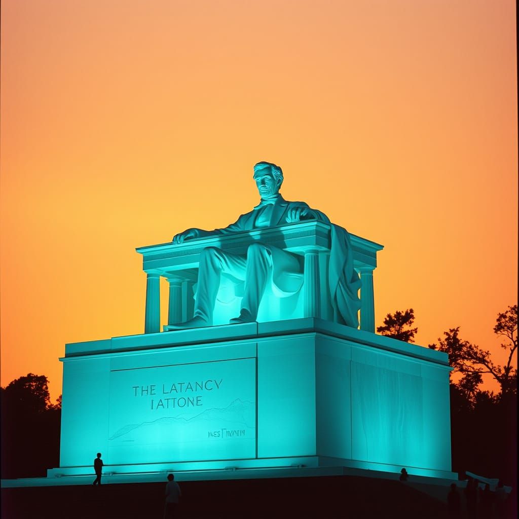Aquamarine Lincoln Memorial in a Dreamy Cinematic Style
