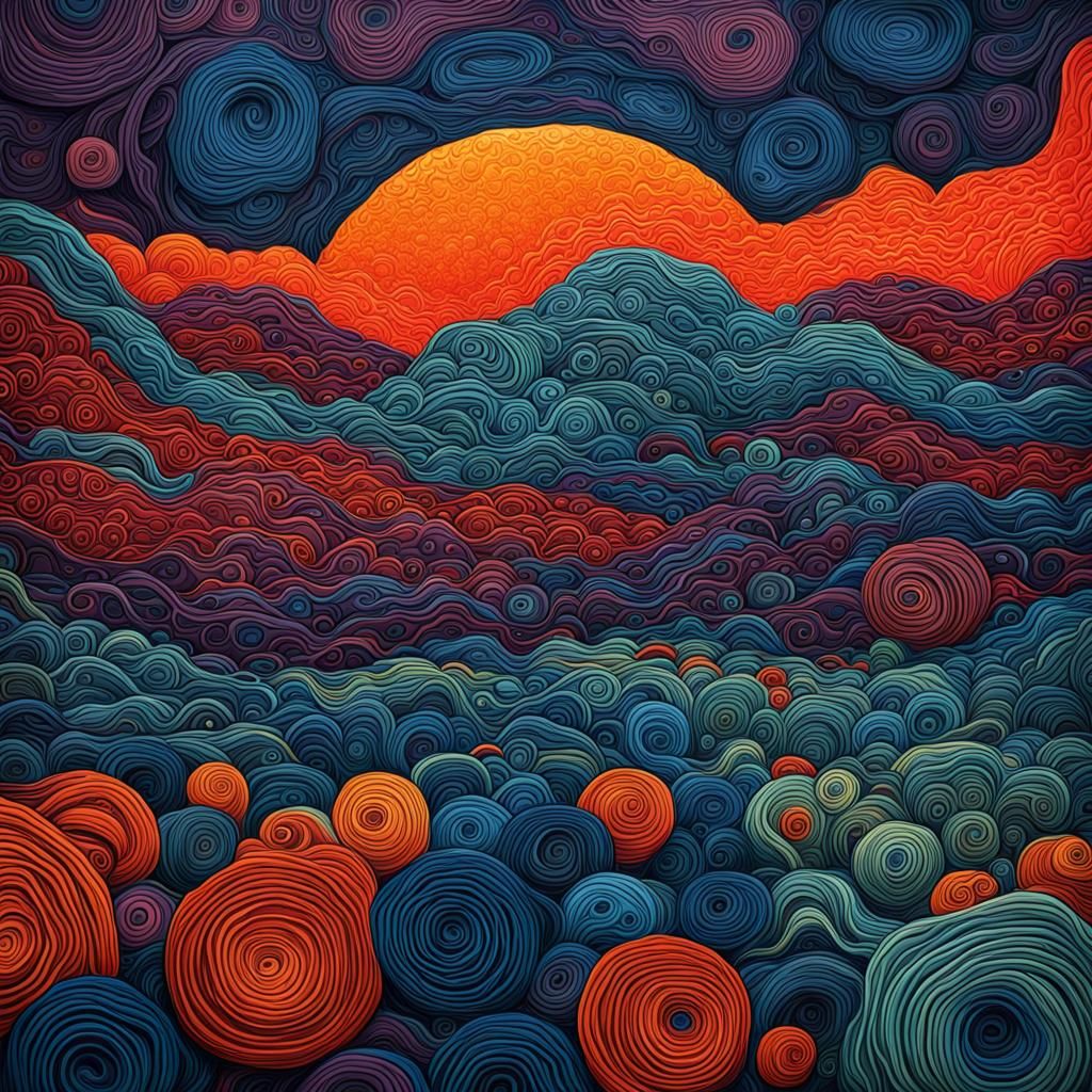 Terrifying Abstract Art Nightmare in Complementary Colors