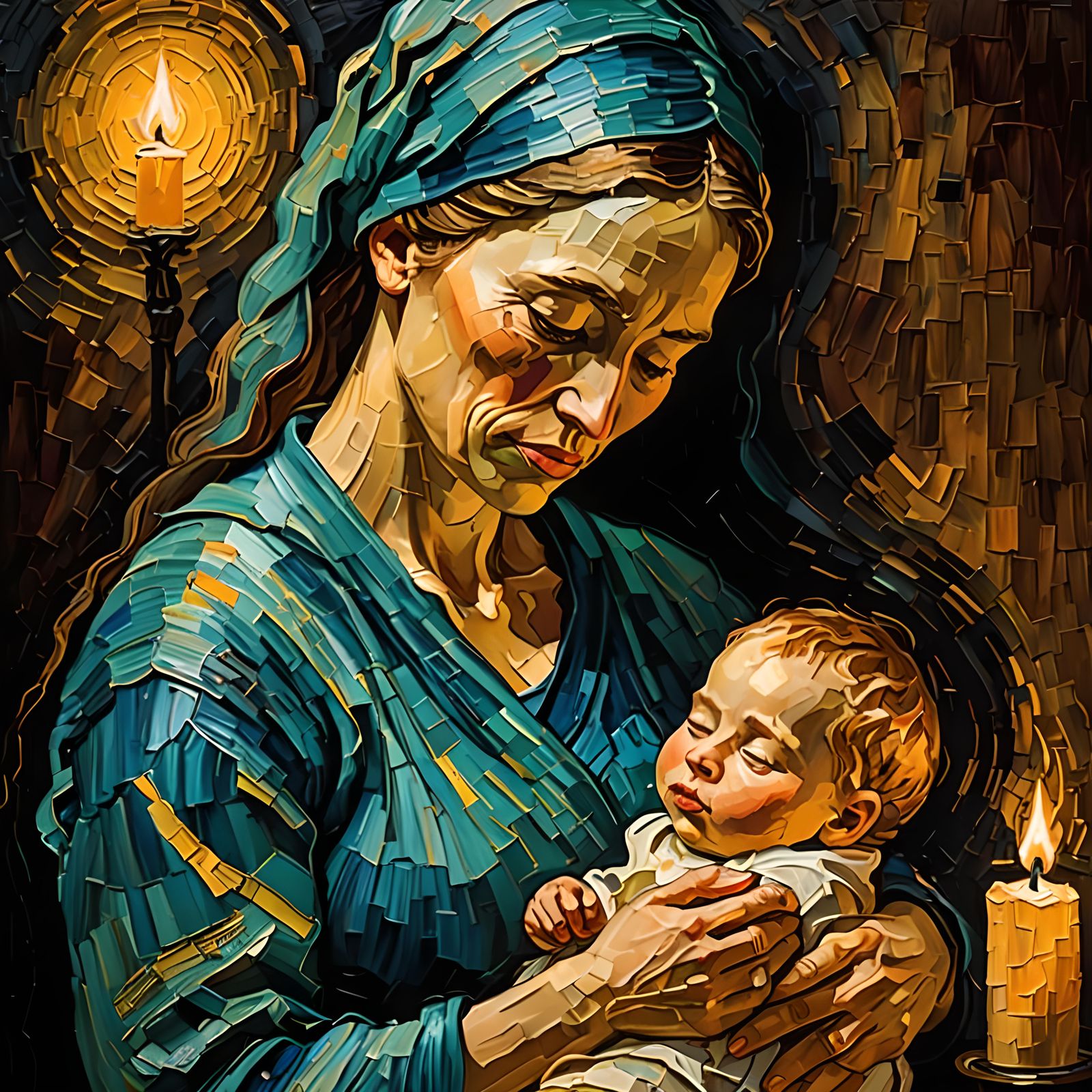 Mother and Baby Impasto