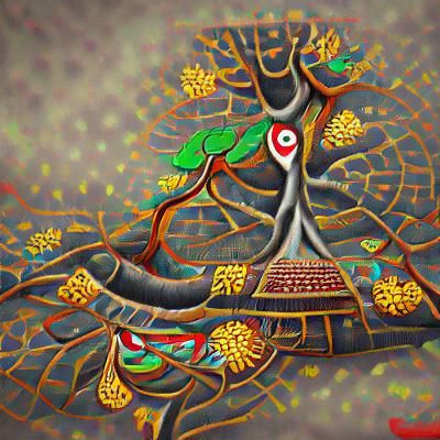 Auspicious Tree of Life Madhubani Art Painting |Landscape 8K 3D beautiful deviantart  trending on Artstation Blender cyc...