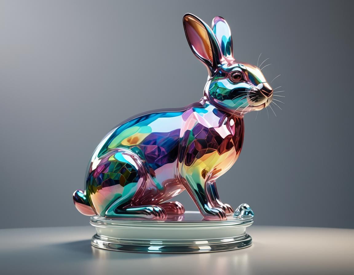 Enameled Glass Rabbit Sculpture in Unreal Engine 5