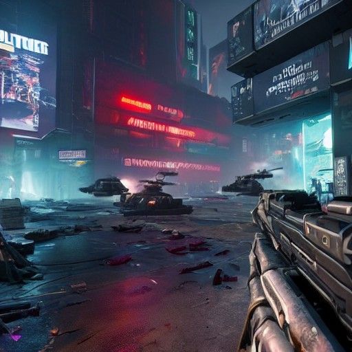 Cyberpunk Warzone: Neon Cityscape in 2099