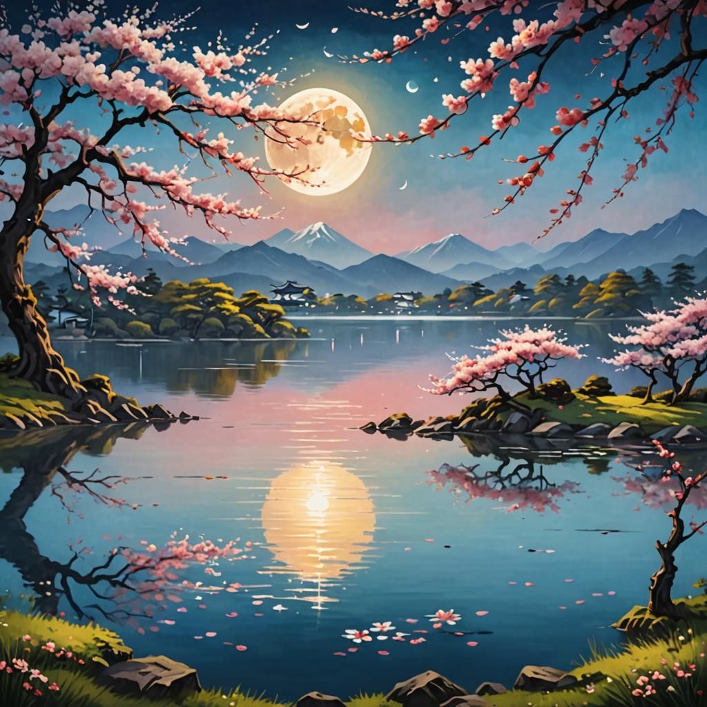 Cherry Blossom Tree in Full Bloom Oil Painting