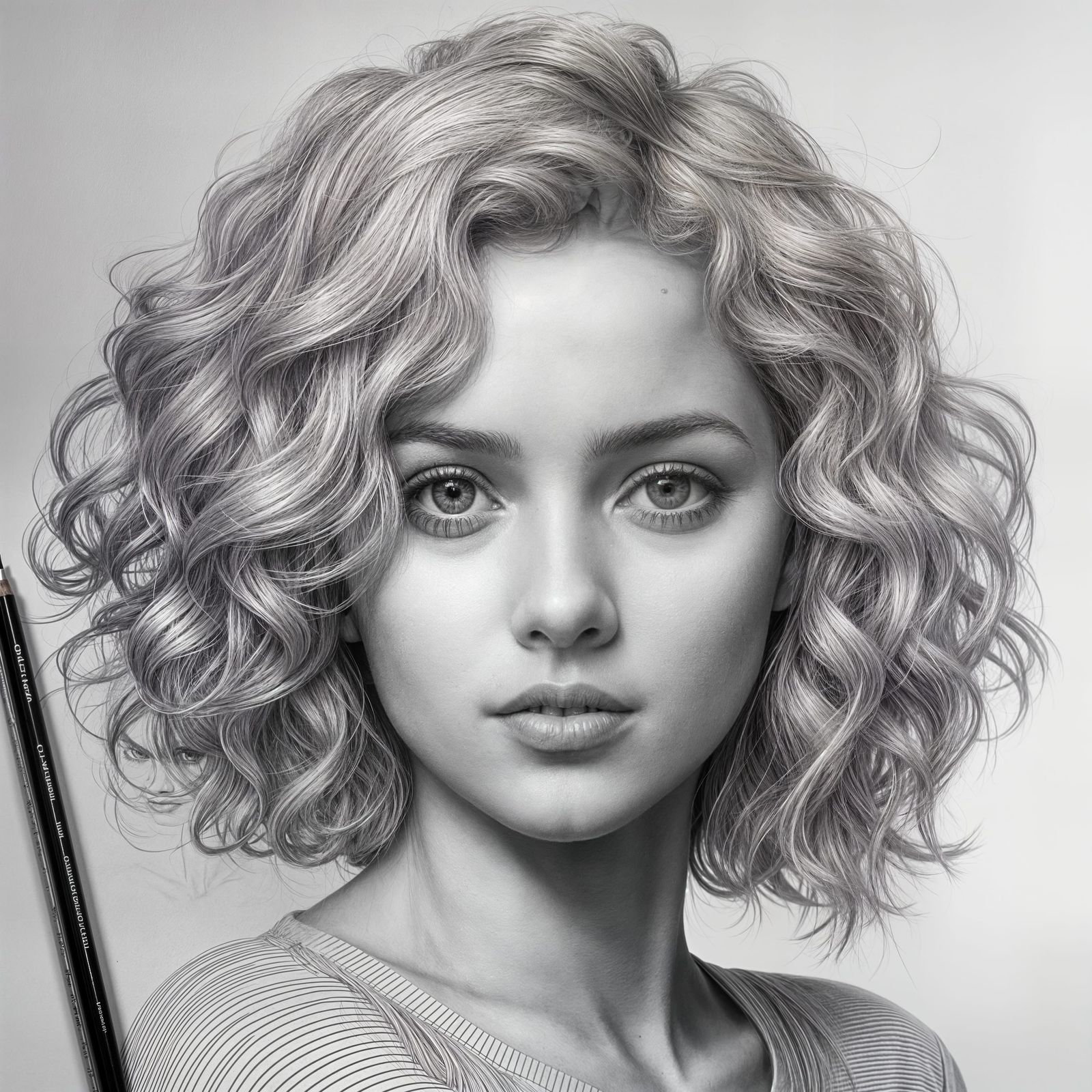 Detailed Pencil Sketch of a Blonde Girl