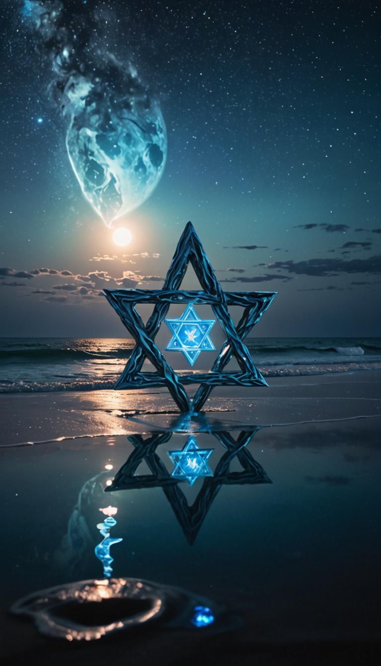 ( A Giant, Glowing,Liquid Silver dripping Star of David 9.00...