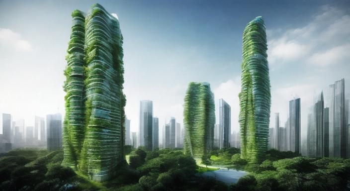 Futuristic Biomimetic Green City High-Rises