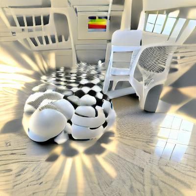 Realistic Sphere on Checkerboard Floor in Sunlight