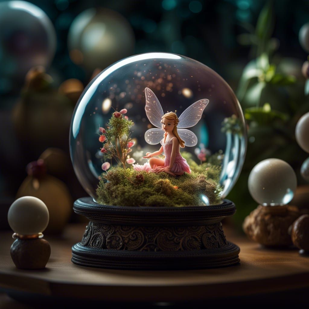 Fairy in Crystal Ball Display: 8K Ultra Quality