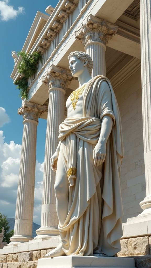 Classical Roman Noble in Front of a Greek Temple